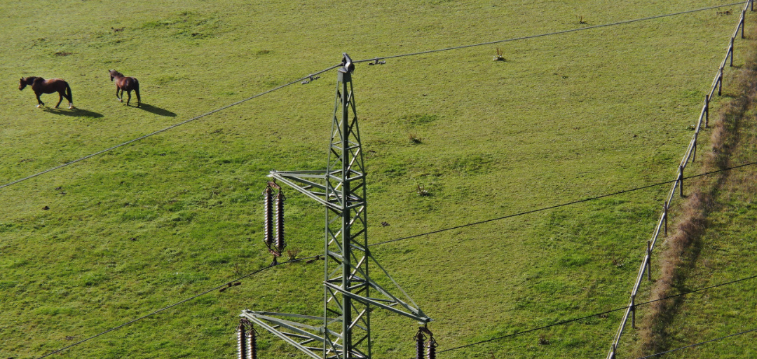 An aerial view of the powerline